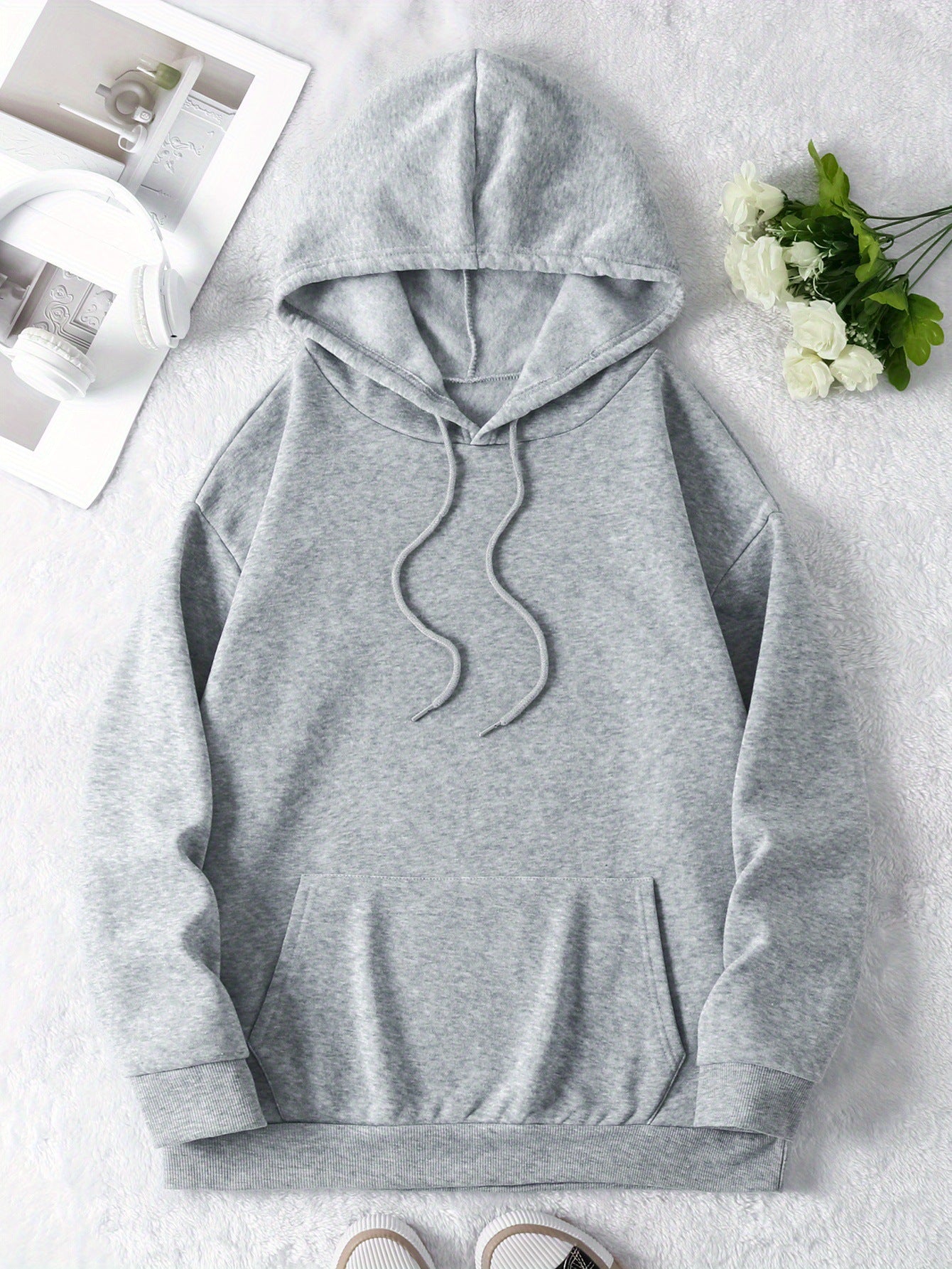 Casual Knit Polyester Hoodie For Women With Insp